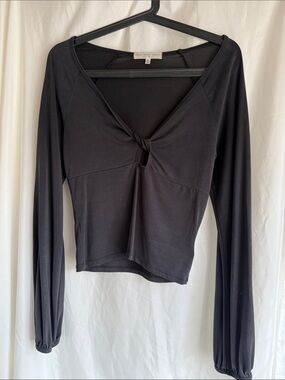 Truly Madly Deeply Black Long-Sleeve Twist Front Top